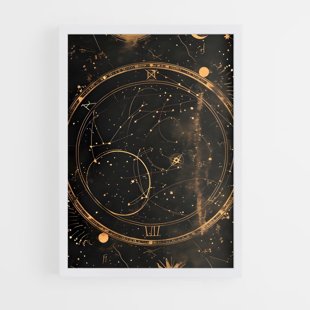 Poster Cosmos Doré – affiche Espace rétro (vue 3)